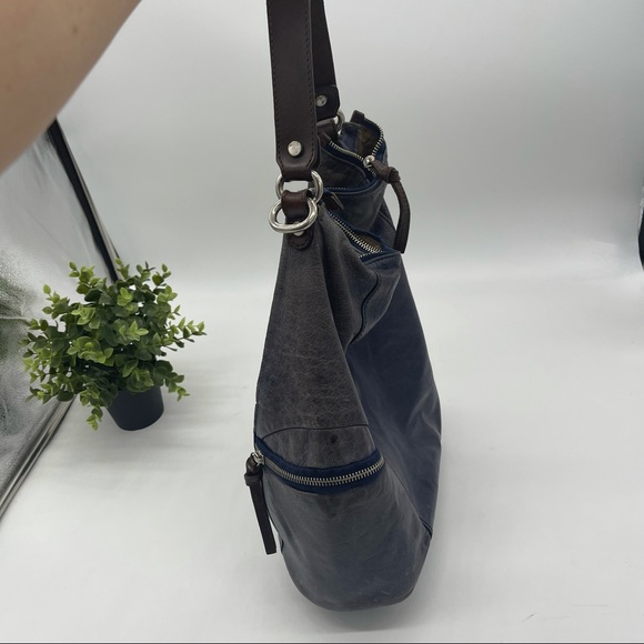 TANO Leather Top Zip Hobo Bag with Side Zippered Pockets - Picture 8 of 14